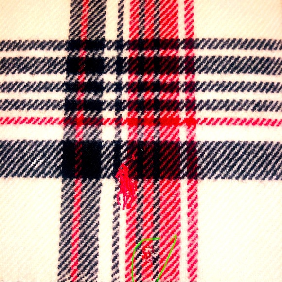 RALPH LAUREN BLUE LABEL LAMBS WOOL PLAID TARTAN SCARF - Picture 2 of 5